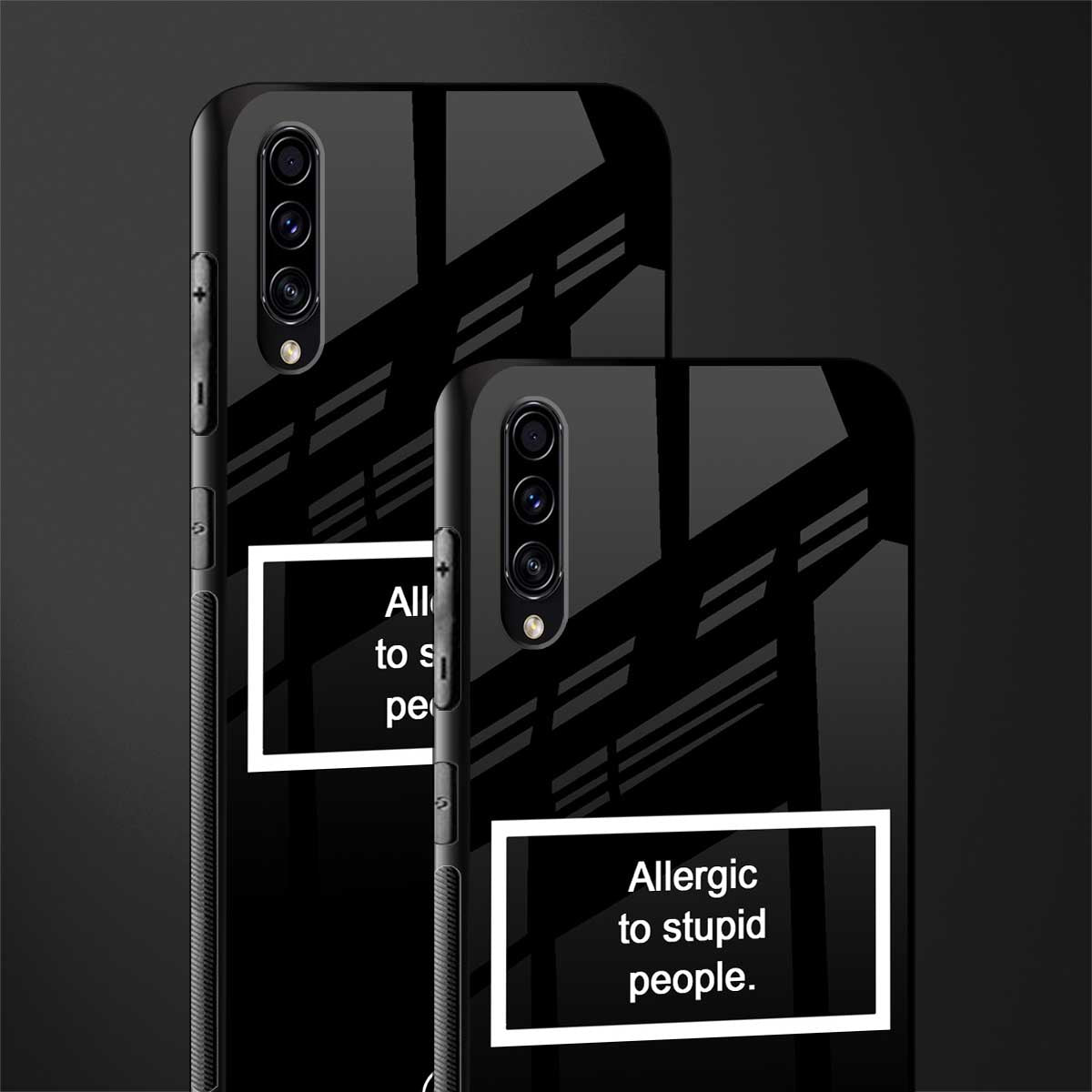allergic to stupid people black glass case for samsung galaxy a70 image-2
