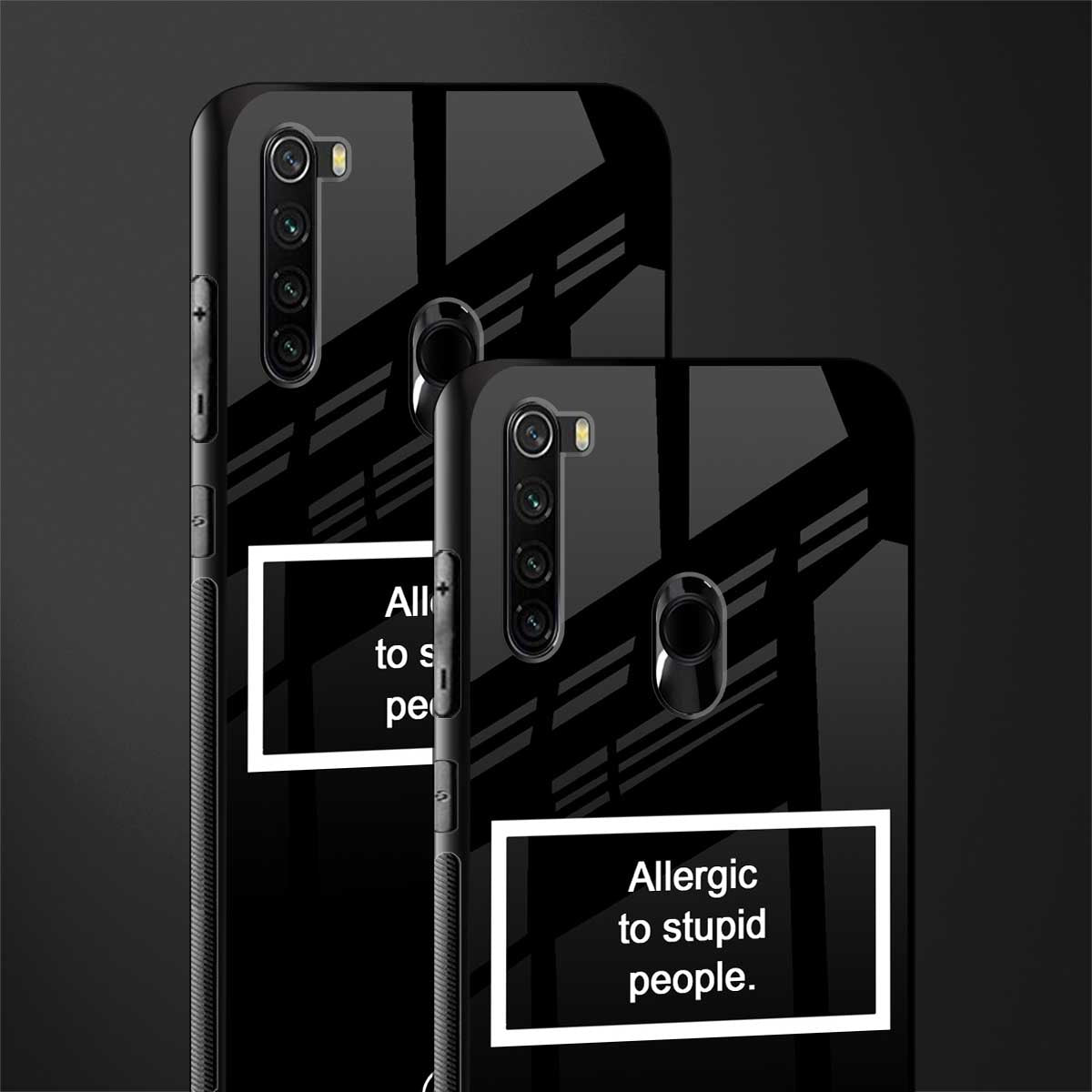 allergic to stupid people black glass case for redmi note 8 image-2