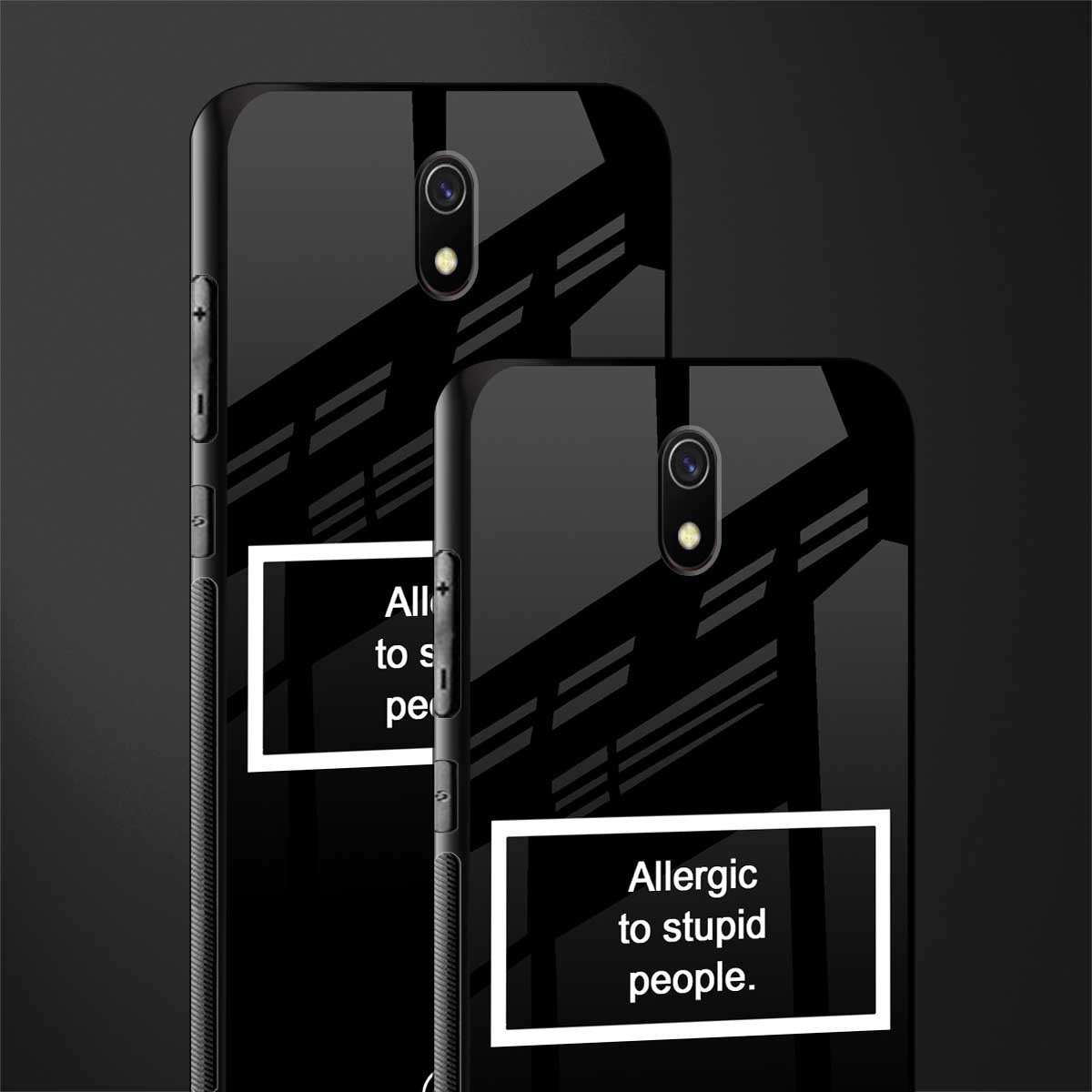 allergic to stupid people black glass case for redmi 8a image-2