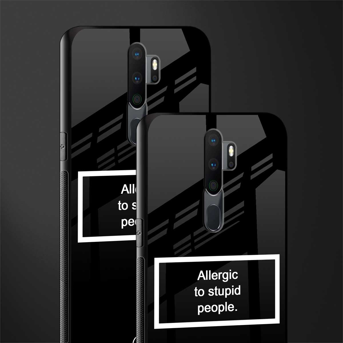 allergic to stupid people black glass case for oppo a5 2020 image-2