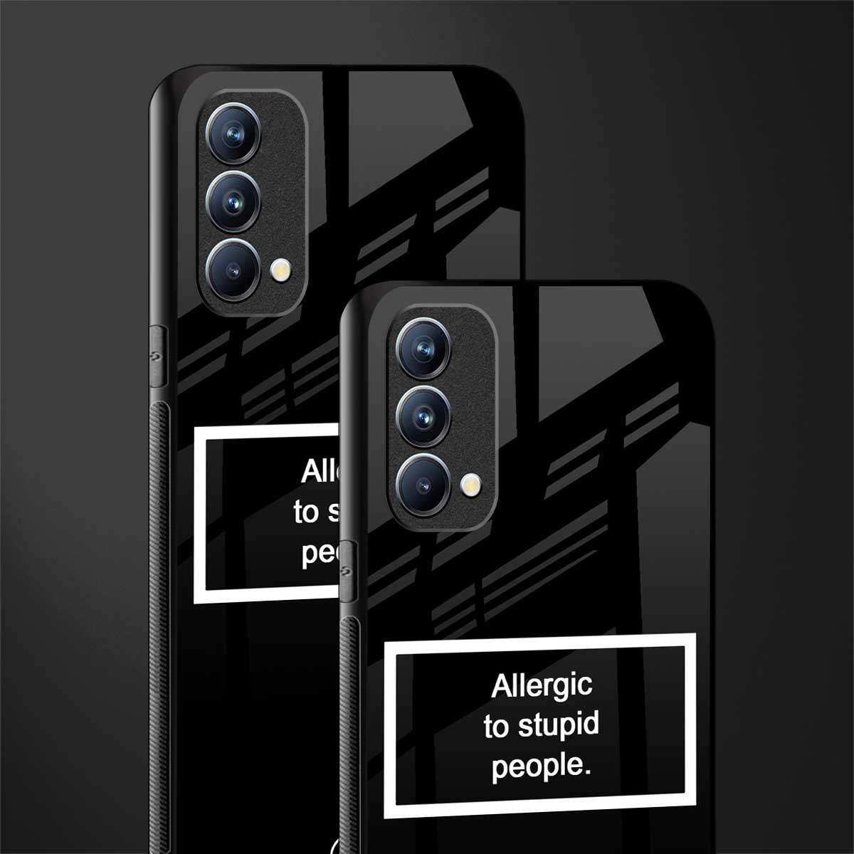 allergic to stupid people black glass case for oppo f19 image-2