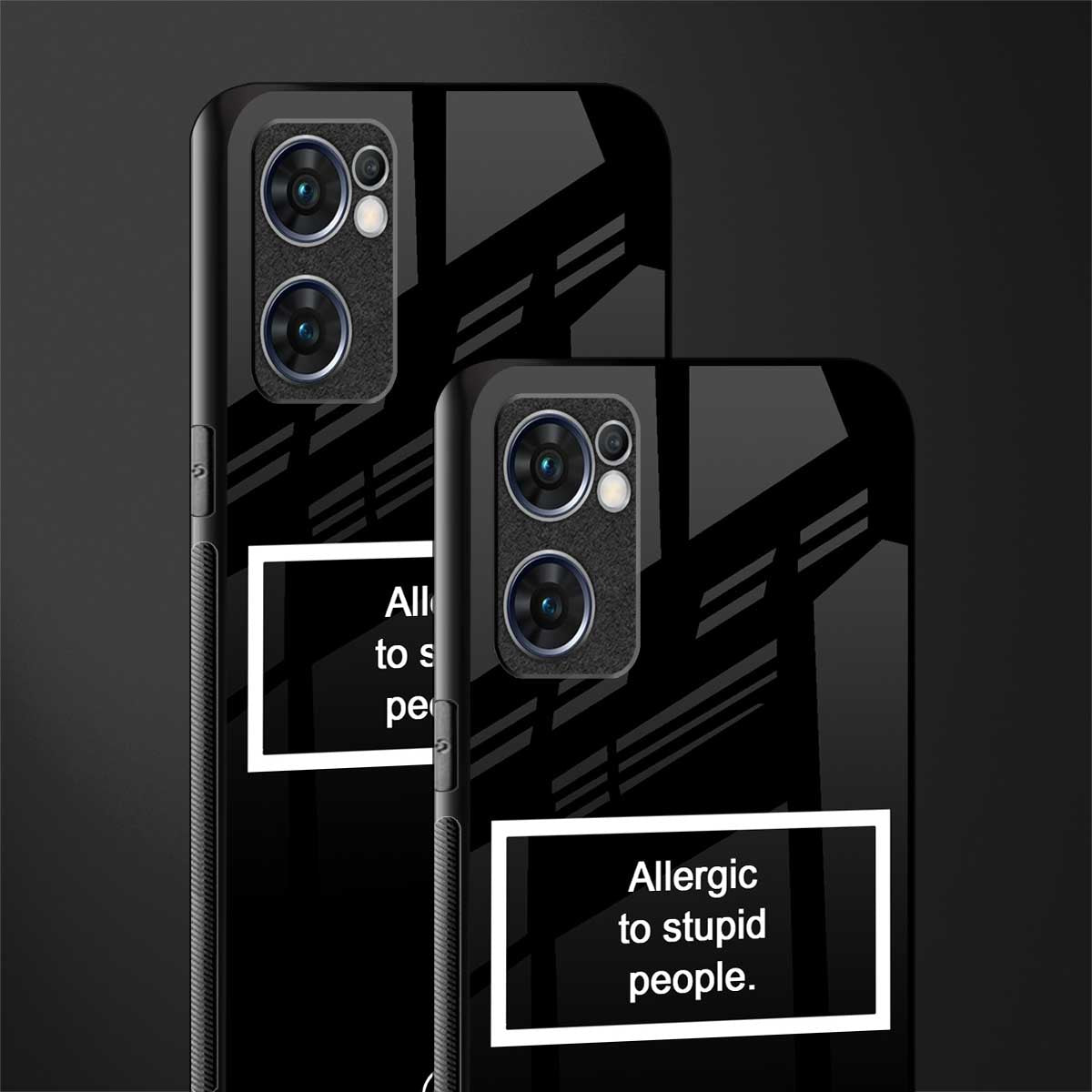 allergic to stupid people black glass case for oppo reno7 5g image-2