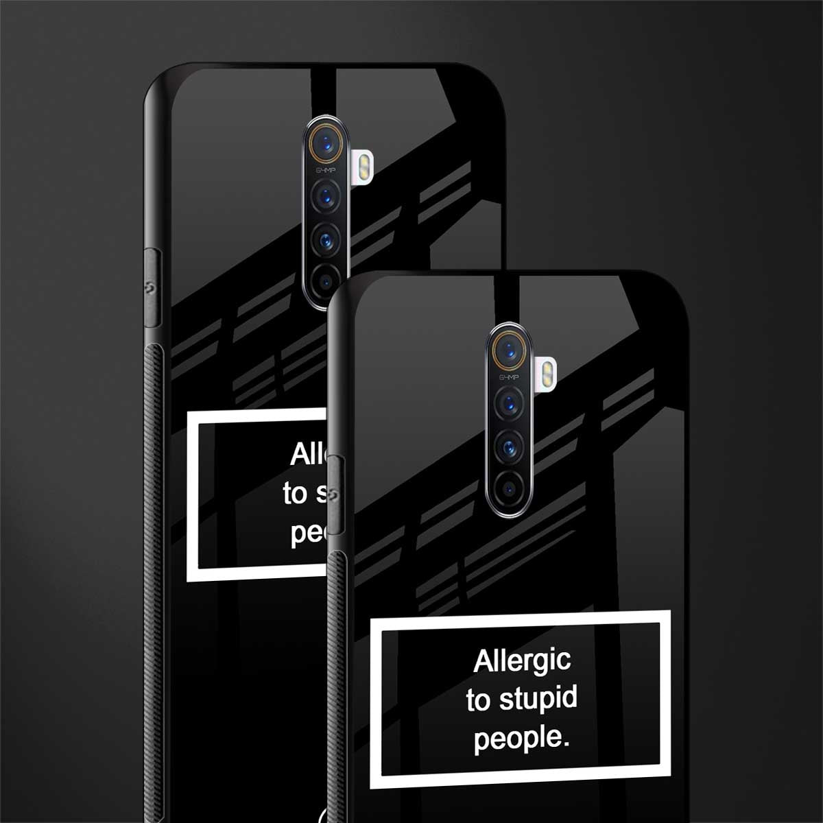 allergic to stupid people black glass case for realme x2 pro image-2
