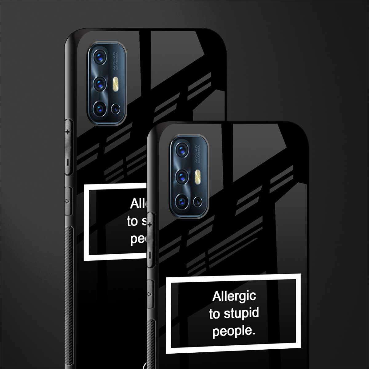 allergic to stupid people black glass case for vivo v17 image-2