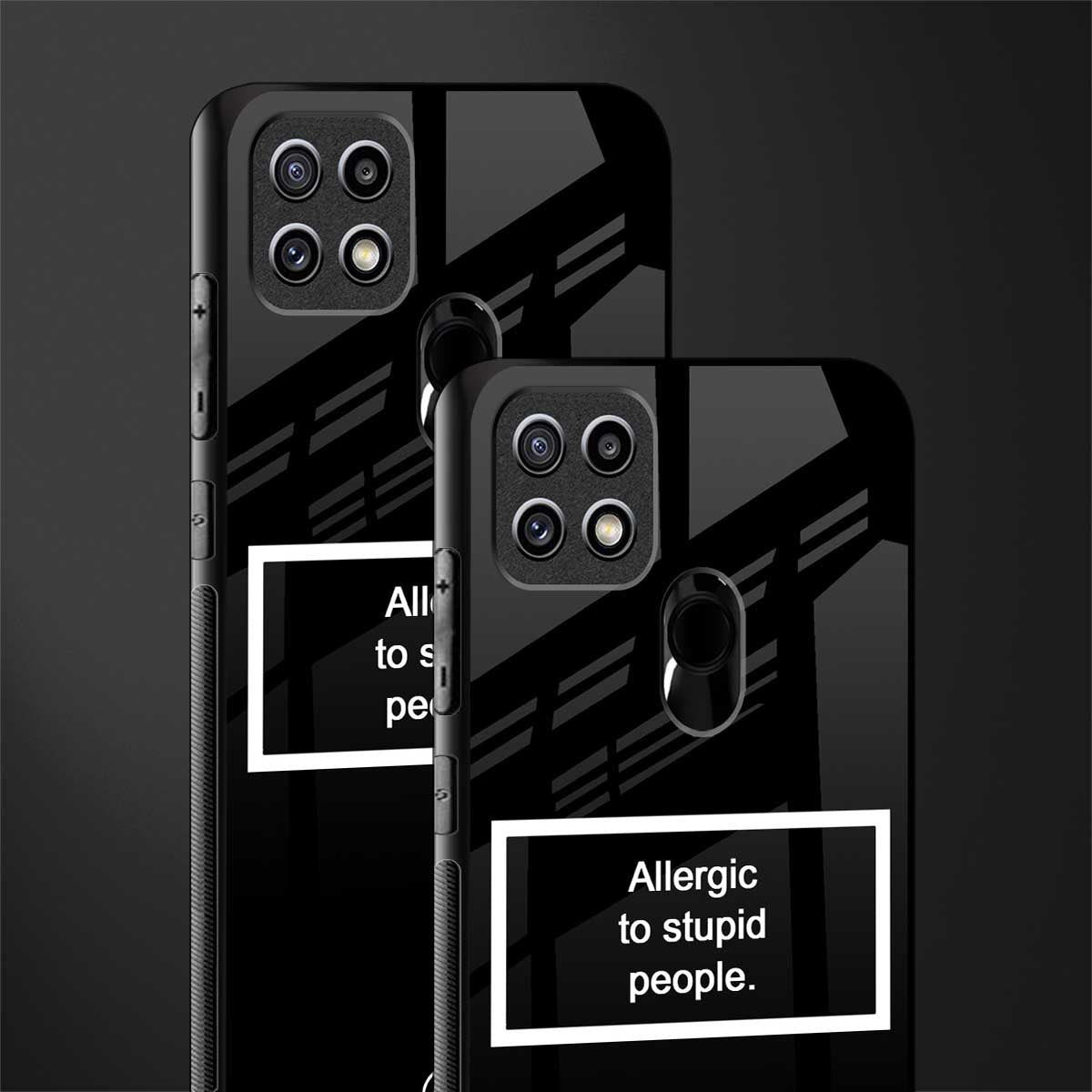 allergic to stupid people black glass case for oppo a15 image-2