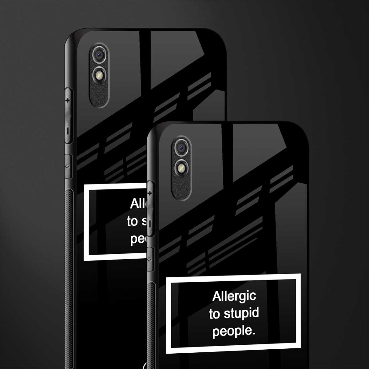 allergic to stupid people black glass case for redmi 9a image-2
