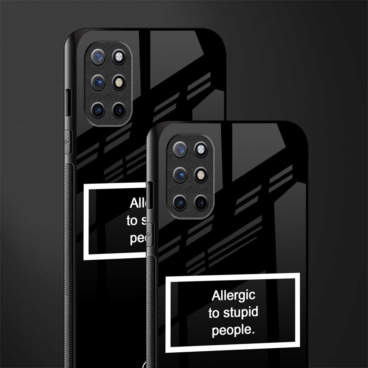 allergic to stupid people black glass case for oneplus 8t image-2
