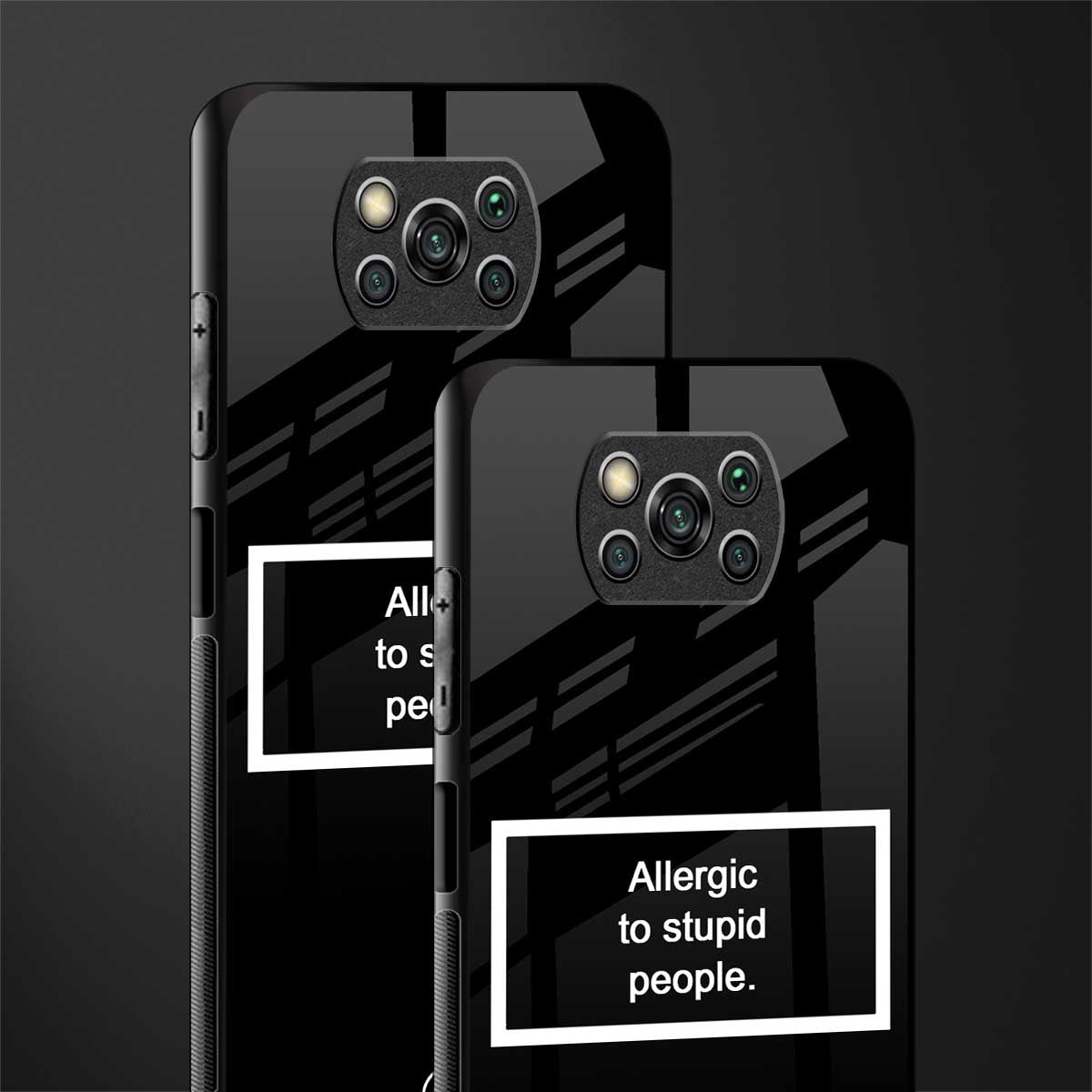 allergic to stupid people black glass case for poco x3 image-2