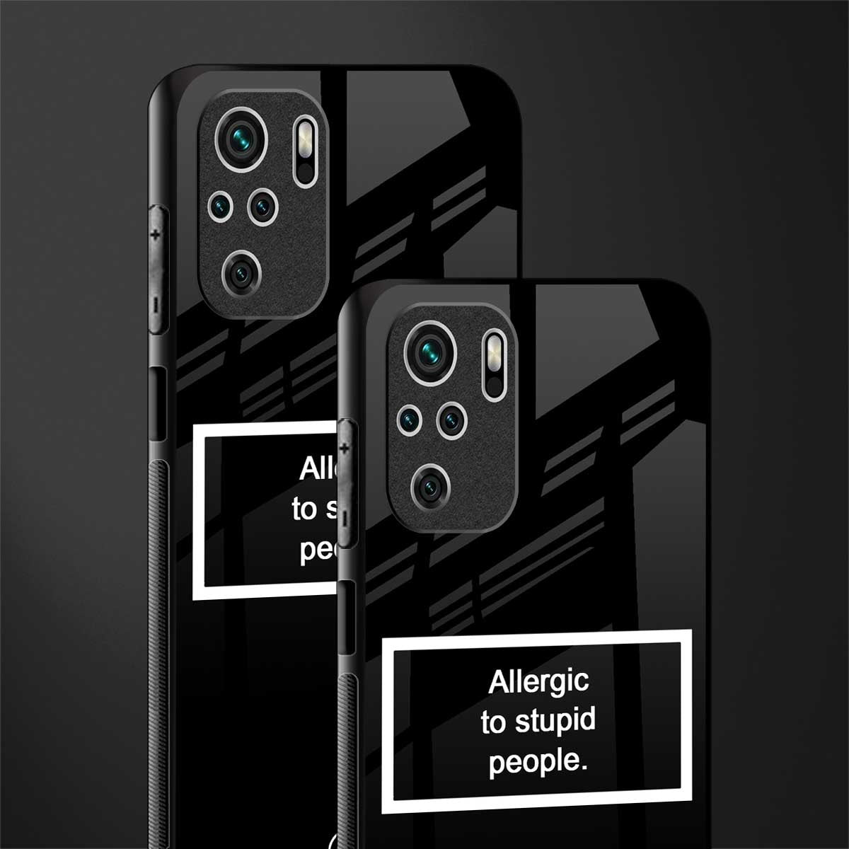 allergic to stupid people black glass case for redmi note 10 image-2