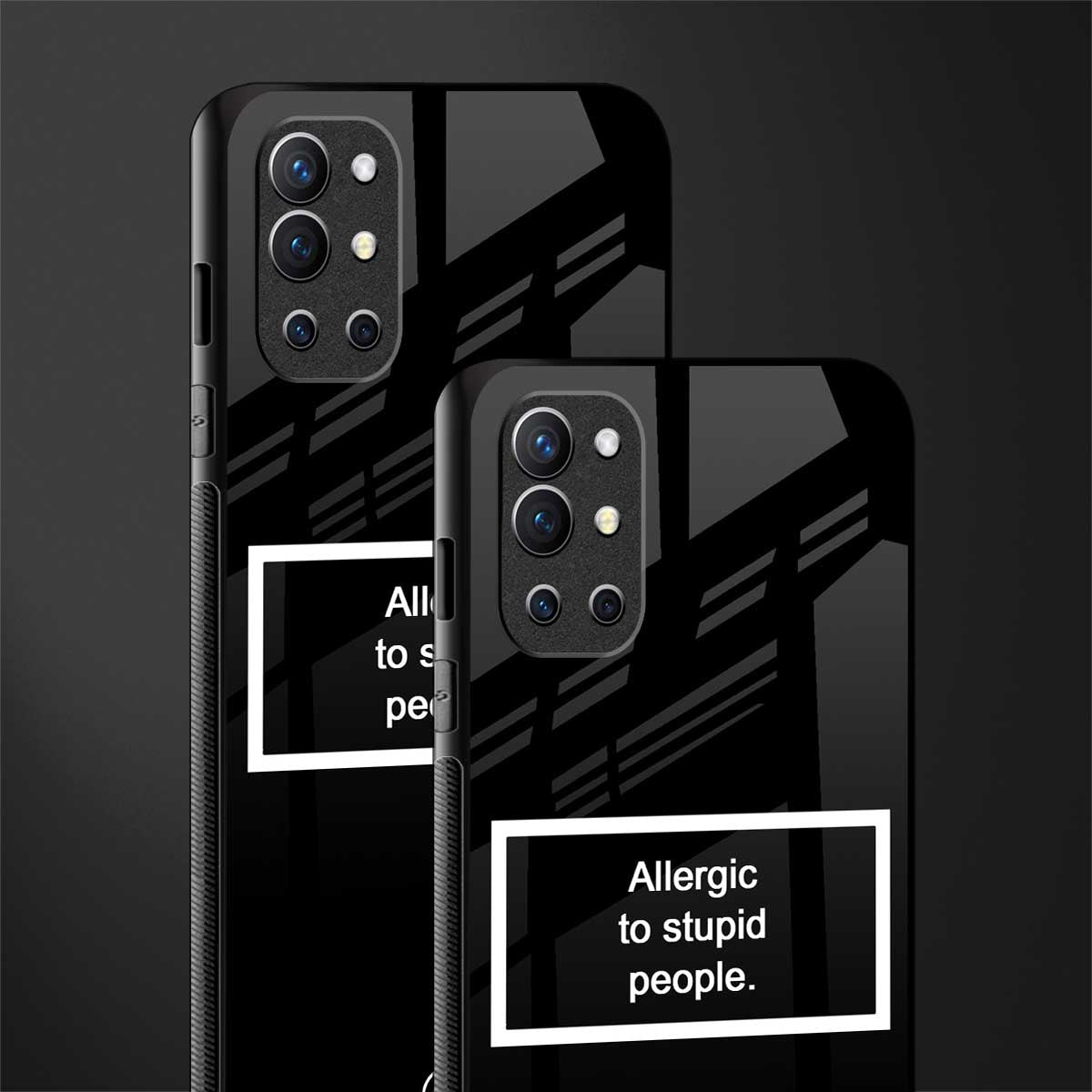allergic to stupid people black glass case for oneplus 9r image-2