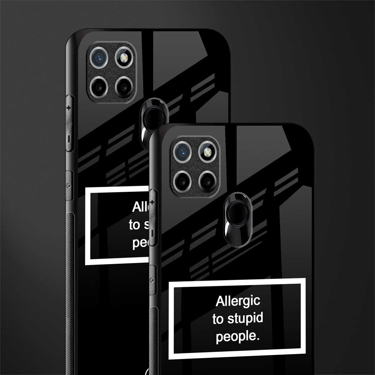 allergic to stupid people black glass case for realme c21 image-2