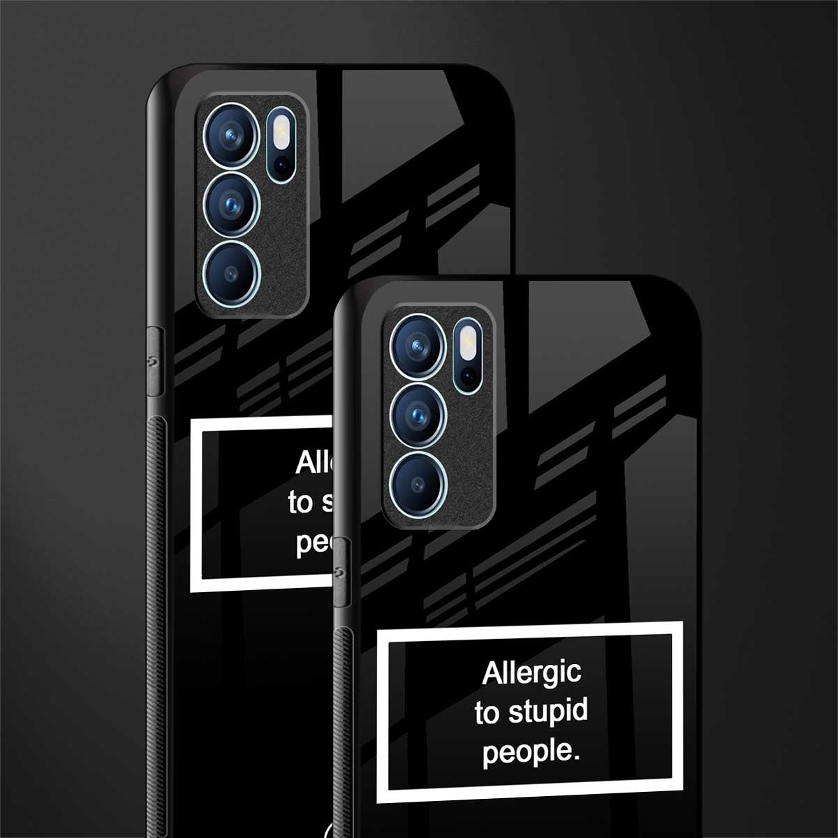 allergic to stupid people black glass case for oppo reno6 5g image-2
