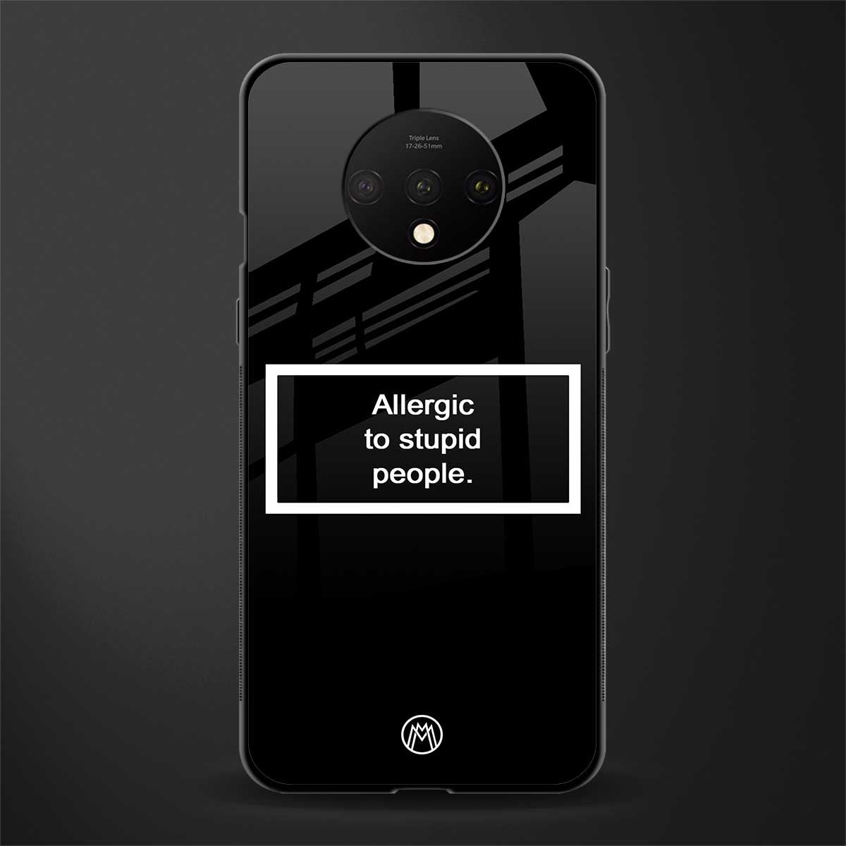 allergic to stupid people black glass case for oneplus 7t image
