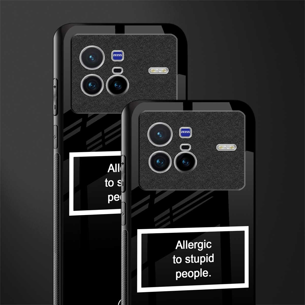 allergic to stupid people black glass case for vivo x80 image-2