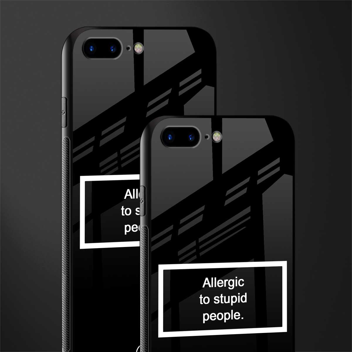 allergic to stupid people black glass case for iphone 7 plus image-2