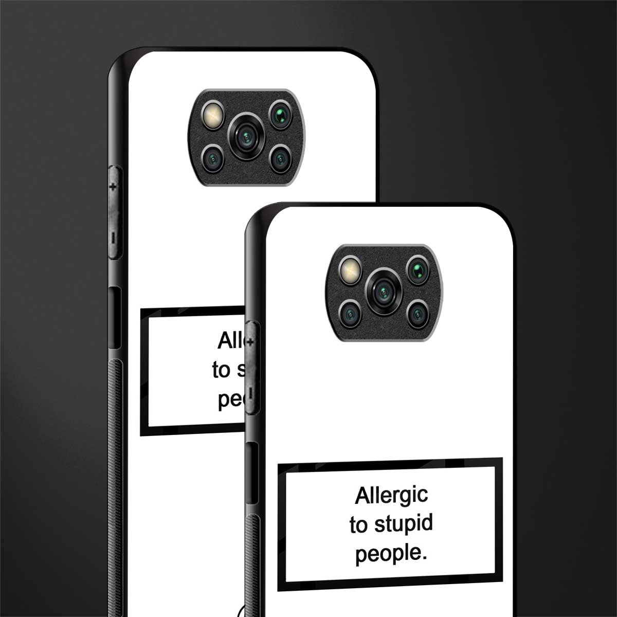 allergic to stupid people white glass case for poco x3 image-2
