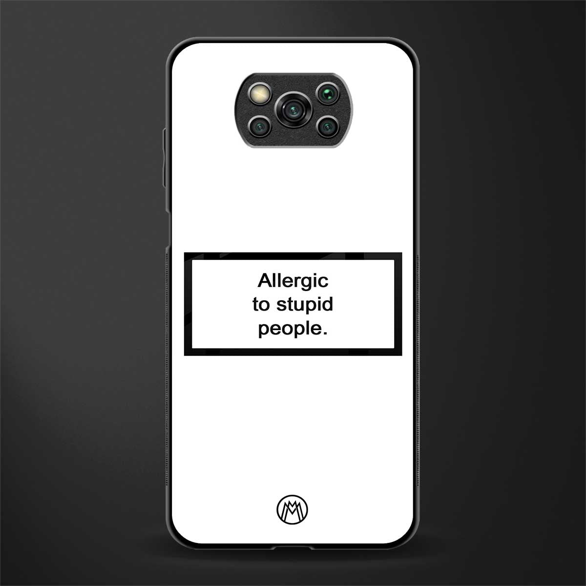 allergic to stupid people white glass case for poco x3 image