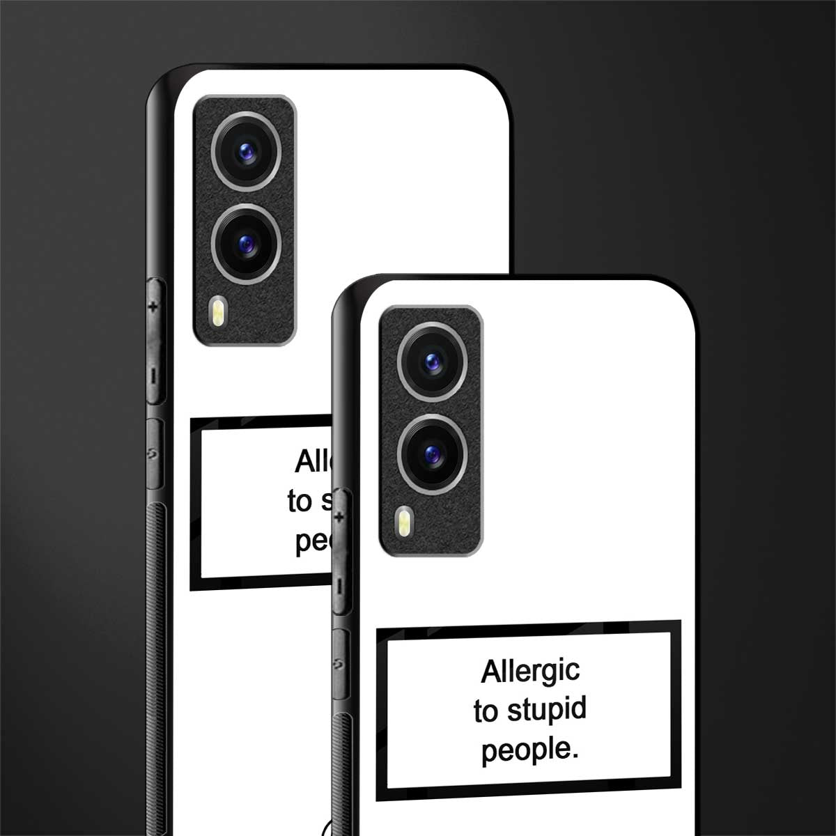 allergic to stupid people white glass case for vivo v21e 5g image-2