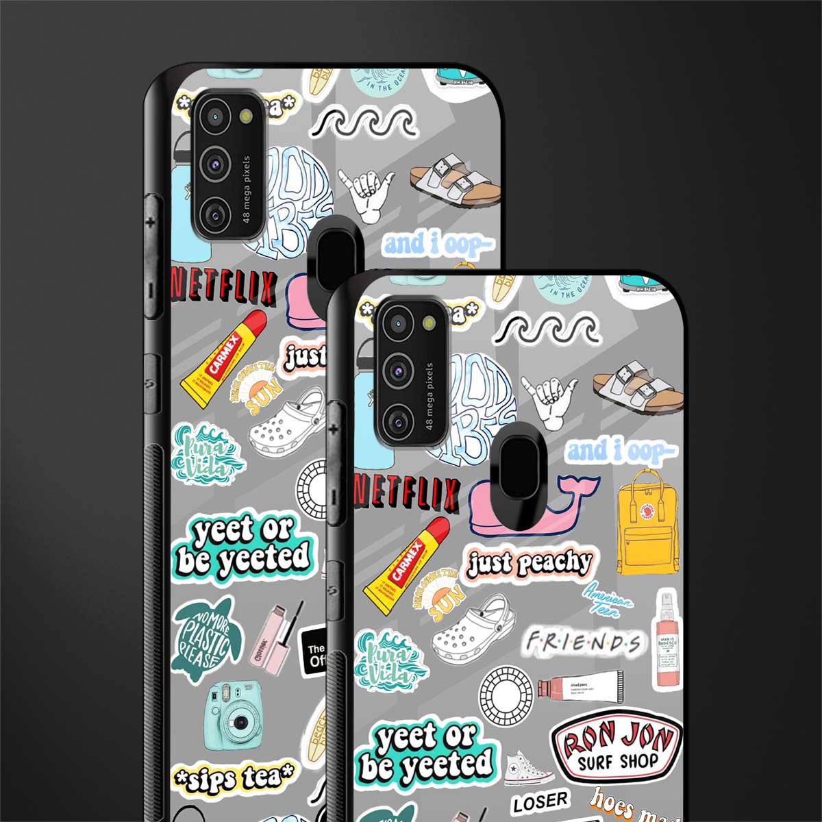 american teen sticker collage glass case for samsung galaxy m21 image-2