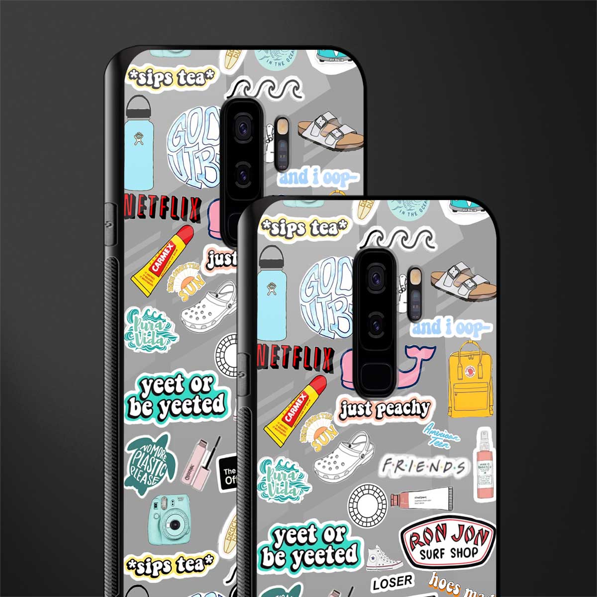 american teen sticker collage glass case for samsung galaxy s9 plus image-2