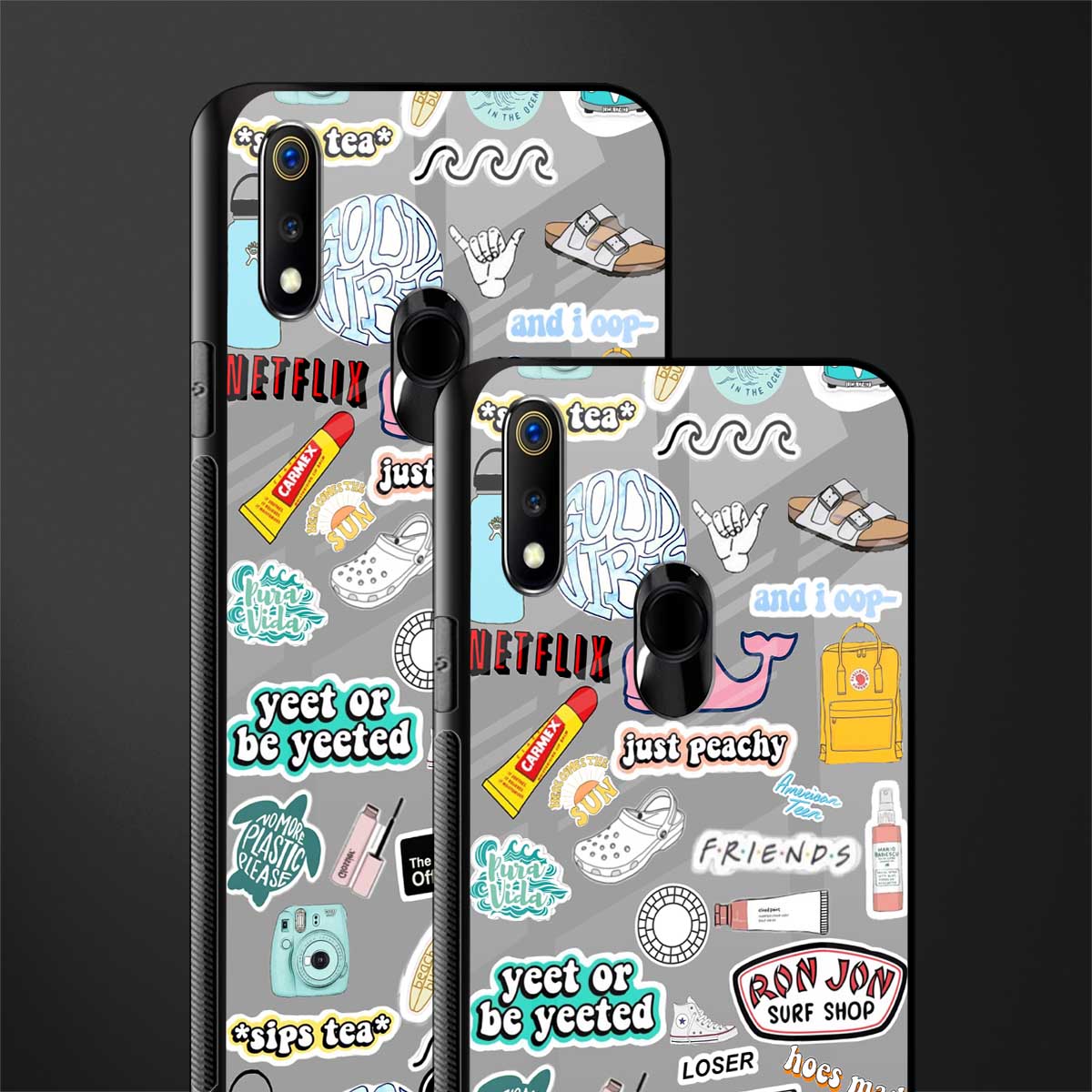 american teen sticker collage glass case for realme 3i image-2
