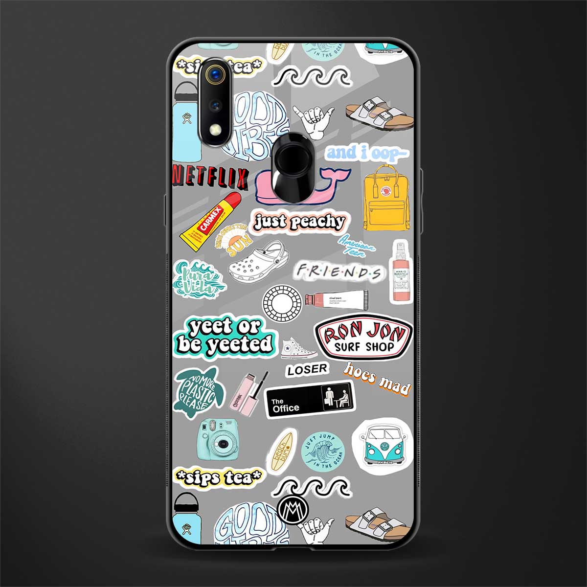 american teen sticker collage glass case for realme 3i image