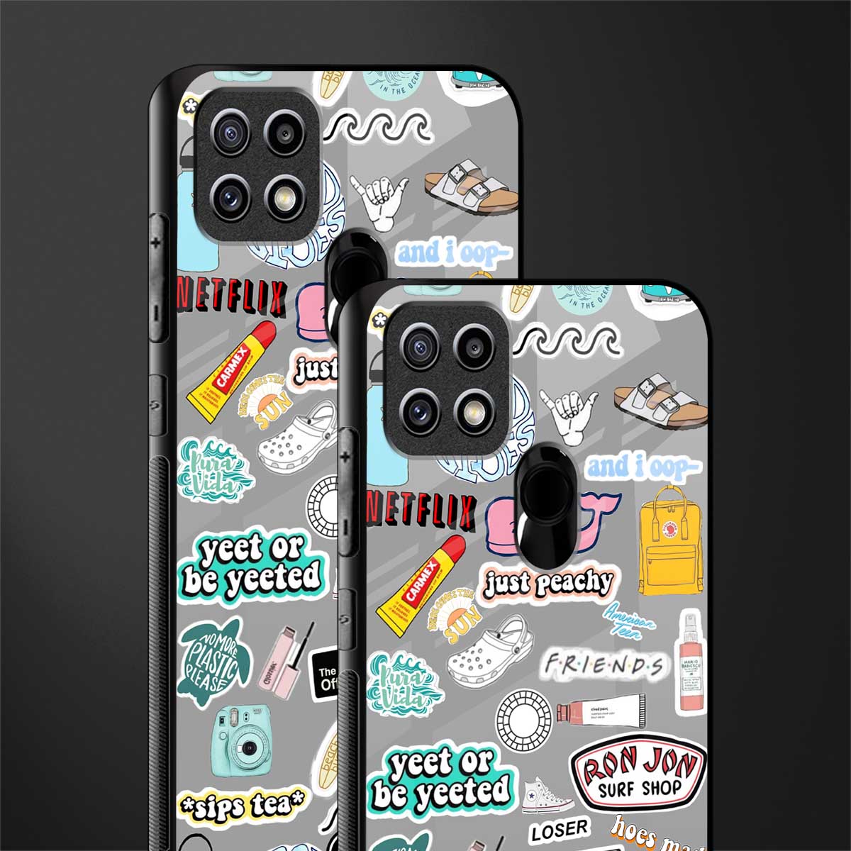 american teen sticker collage glass case for oppo a15 image-2