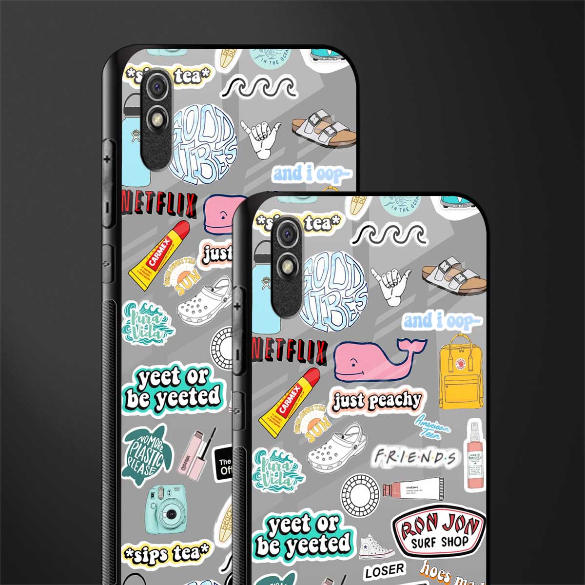 american teen sticker collage glass case for redmi 9a image-2