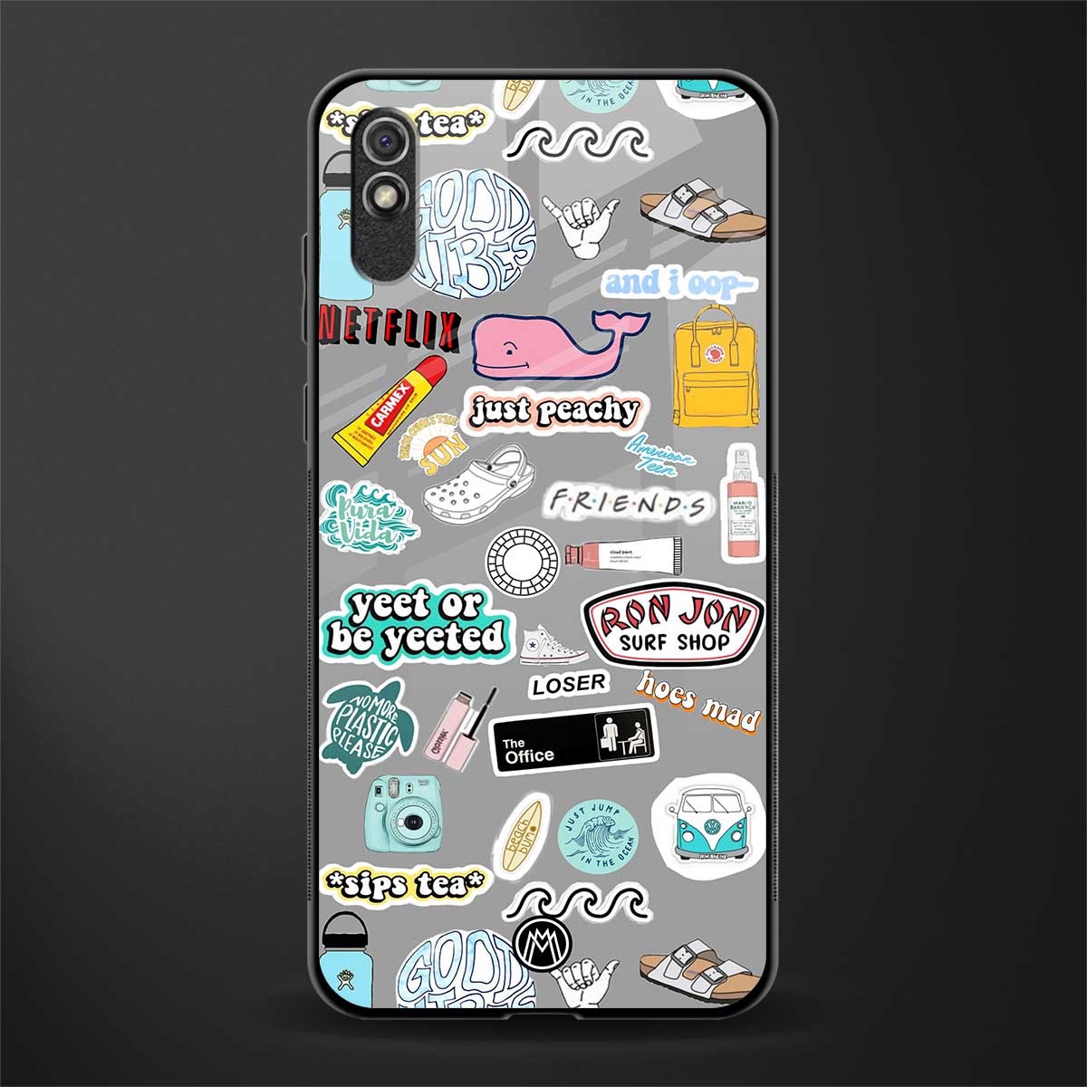 american teen sticker collage glass case for redmi 9a image