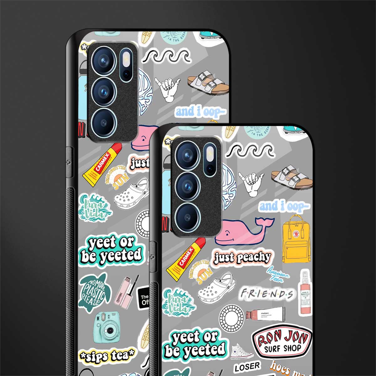 american teen sticker collage glass case for oppo reno6 5g image-2