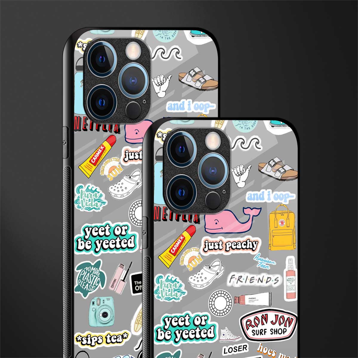 american teen sticker collage glass case for iphone 12 pro image-2