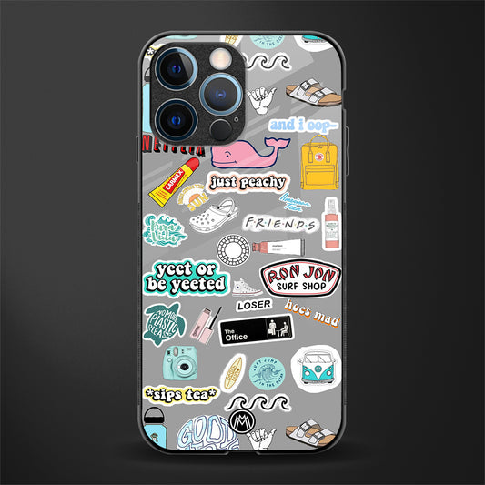 american teen sticker collage glass case for iphone 14 pro image