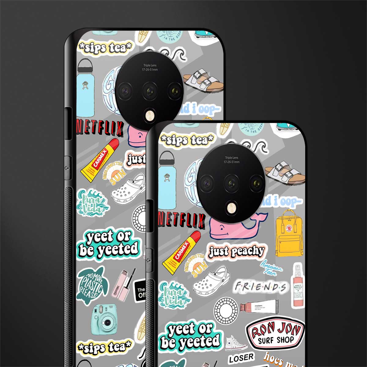 american teen sticker collage glass case for oneplus 7t image-2