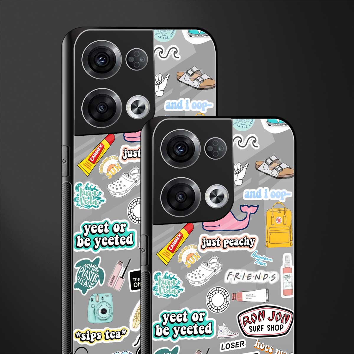 american teen sticker collage back phone cover | glass case for oppo reno 8