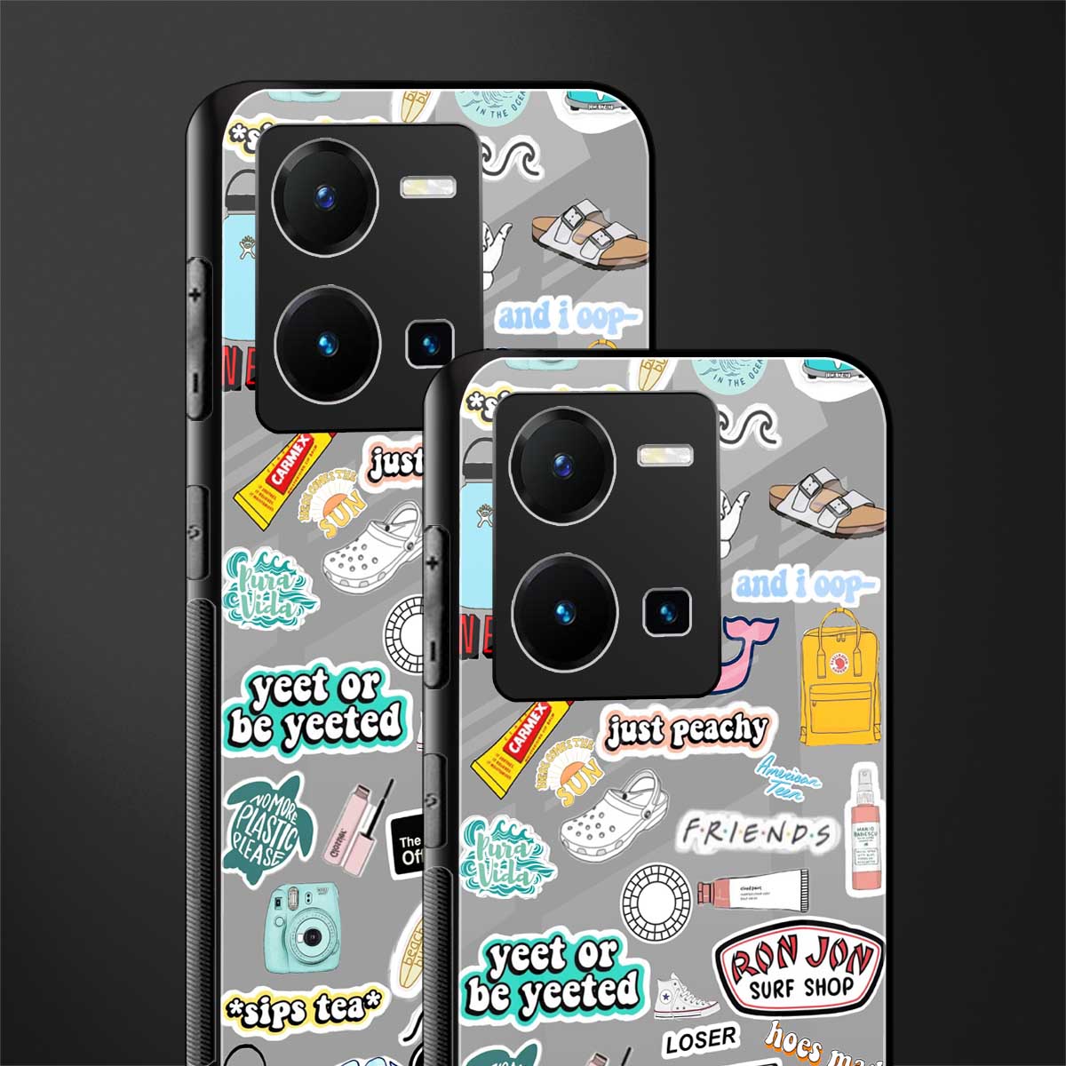 american teen sticker collage back phone cover | glass case for vivo y35 4g