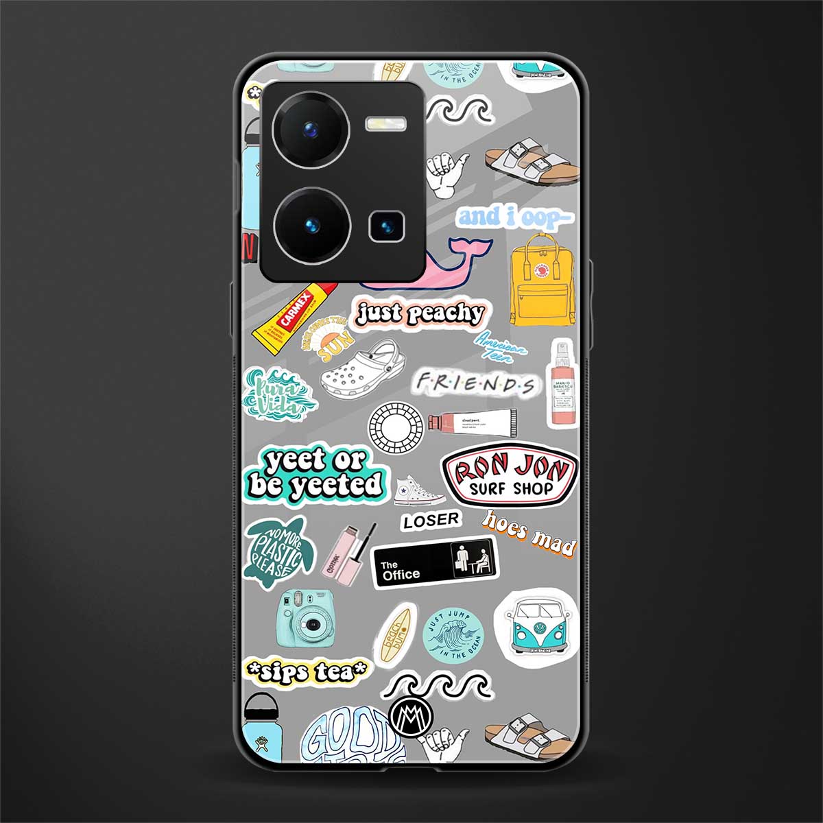 american teen sticker collage back phone cover | glass case for vivo y35 4g