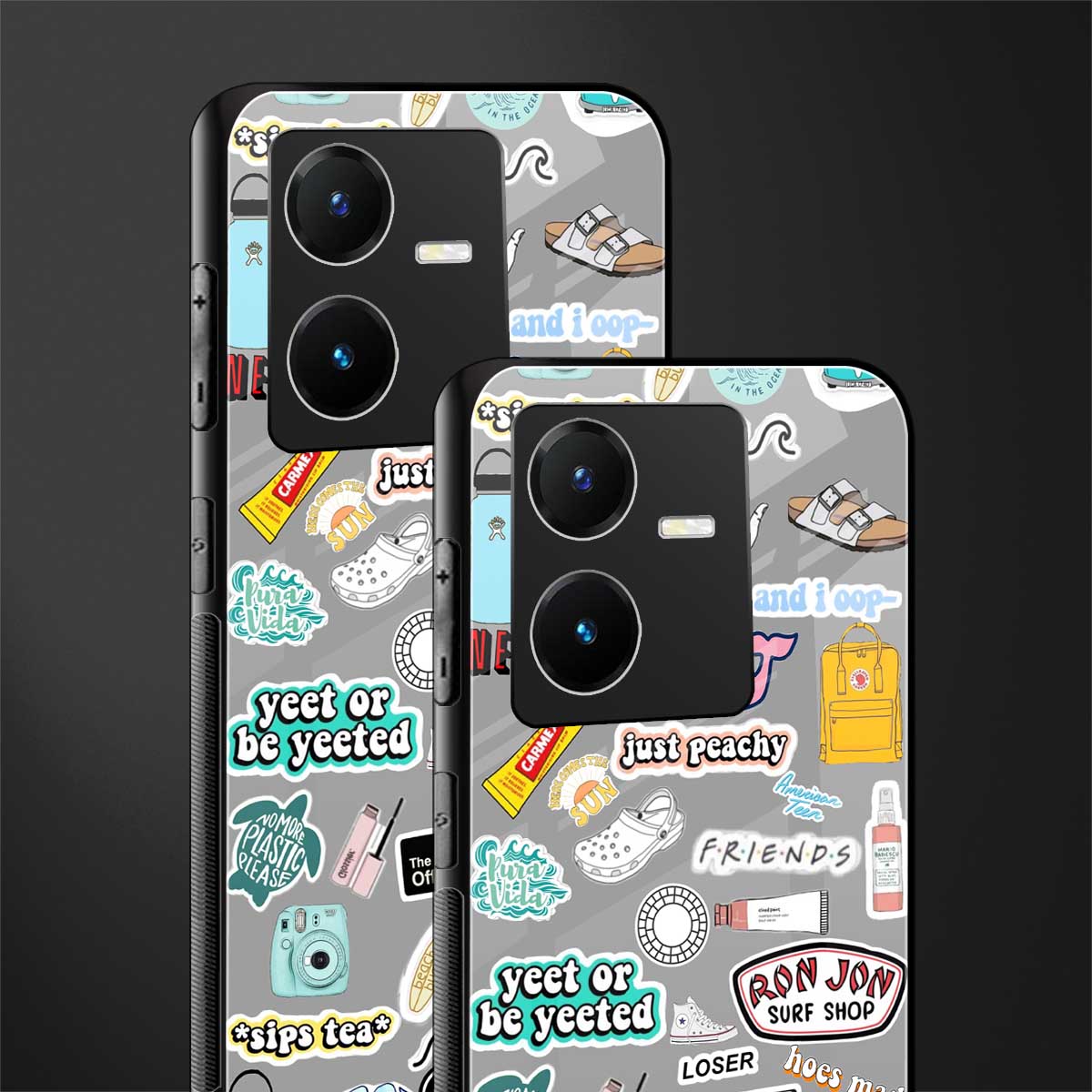 american teen sticker collage back phone cover | glass case for vivo y22