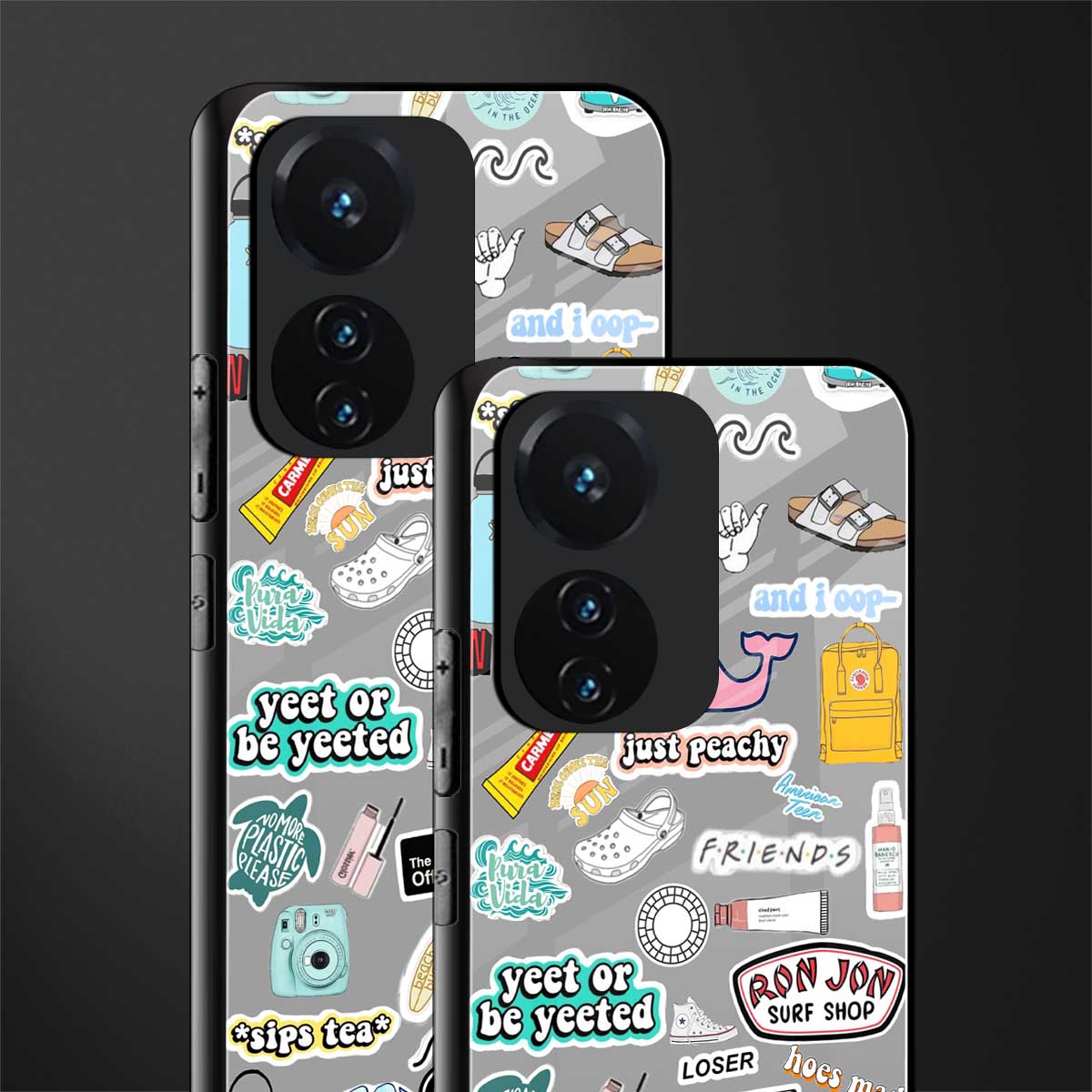 american teen sticker collage back phone cover | glass case for vivo t1 44w 4g