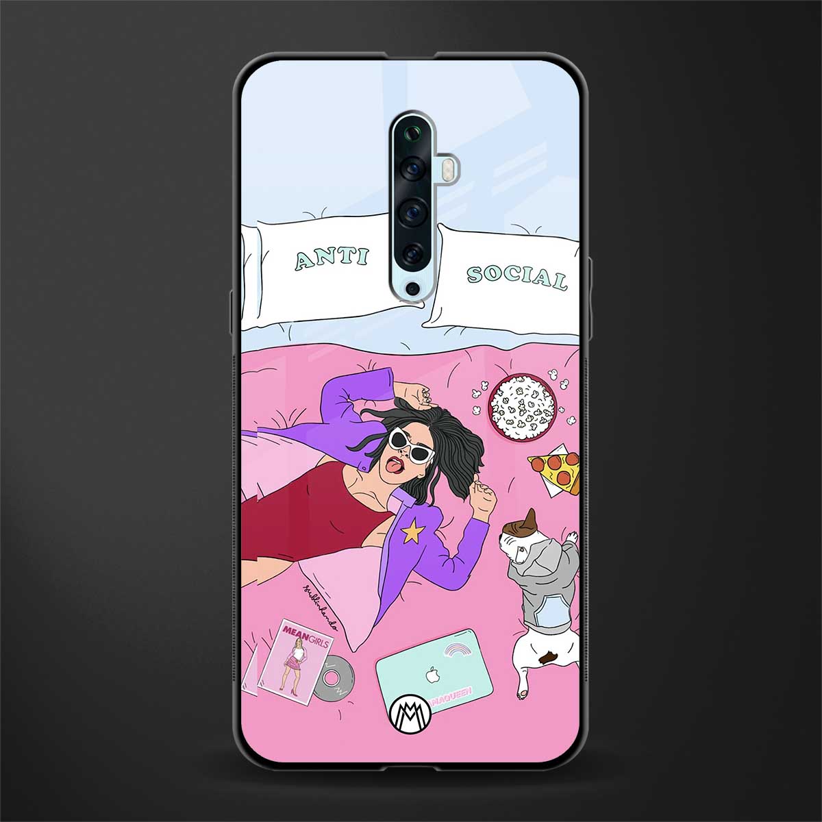 anti social chick girl glass case for oppo reno 2f image
