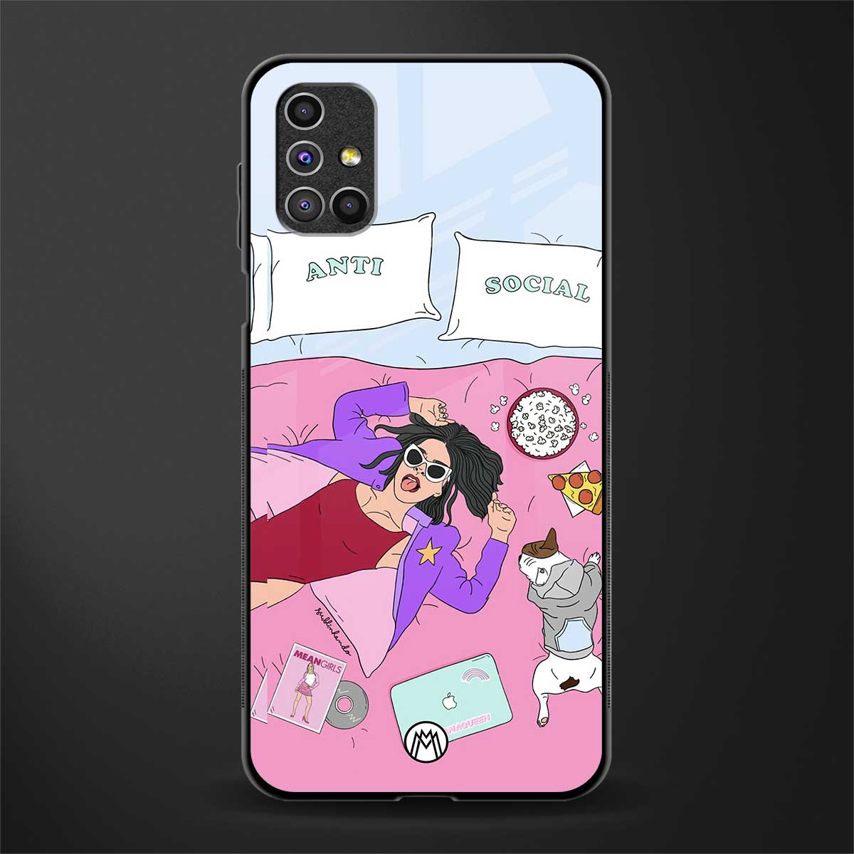 anti social chick girl glass case for samsung galaxy m51 image