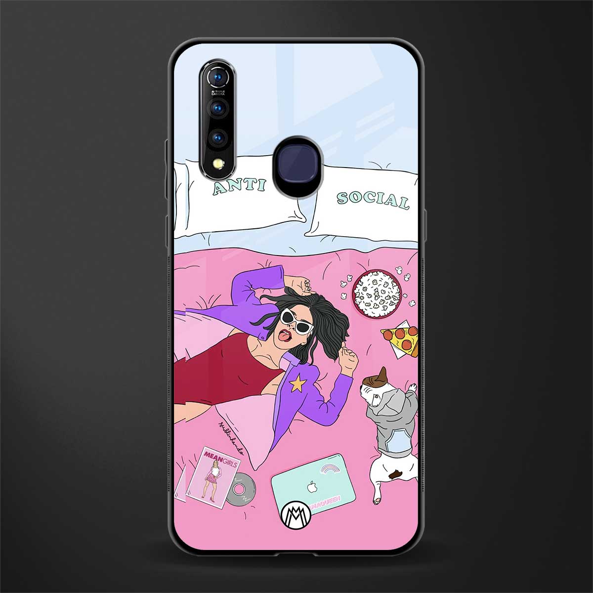 anti social chick girl glass case for vivo z1 pro image