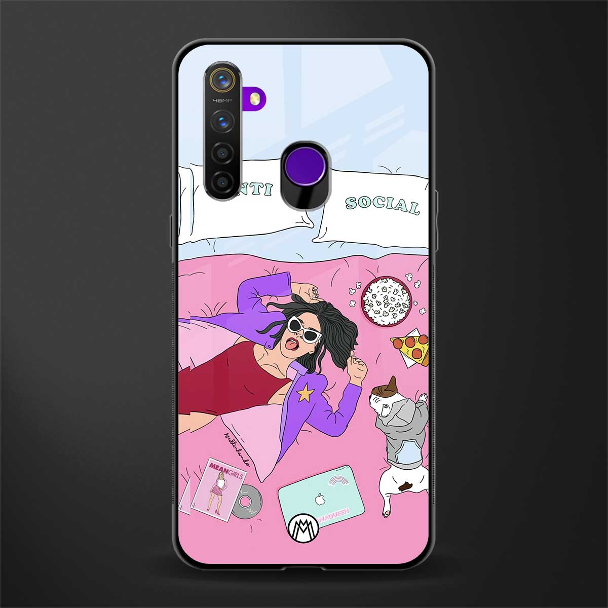 anti social chick girl glass case for realme 5s image