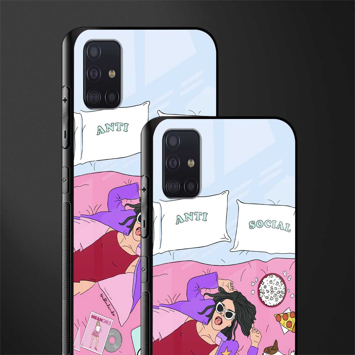 anti social chick girl glass case for samsung galaxy a71 image-2