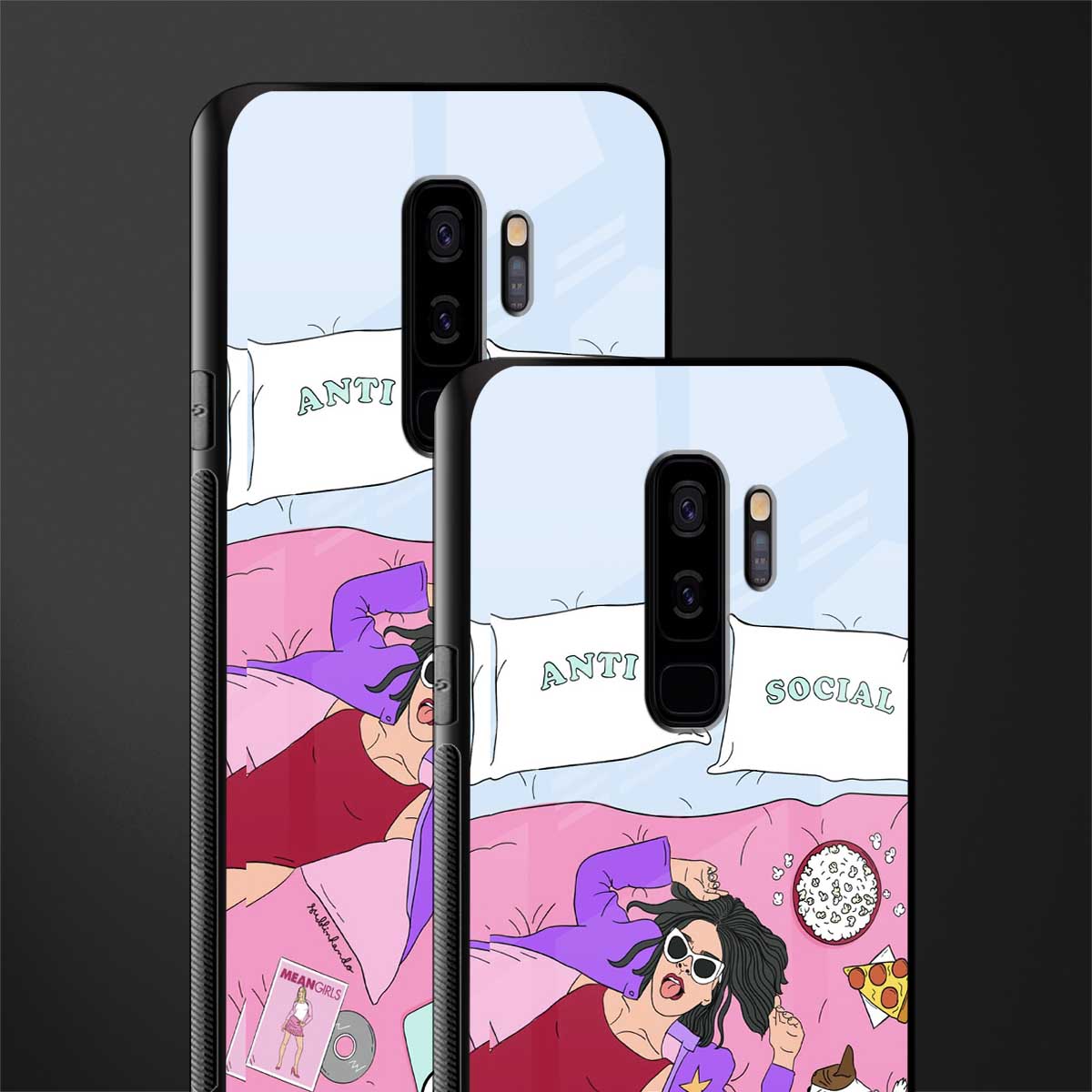 anti social chick girl glass case for samsung galaxy s9 plus image-2
