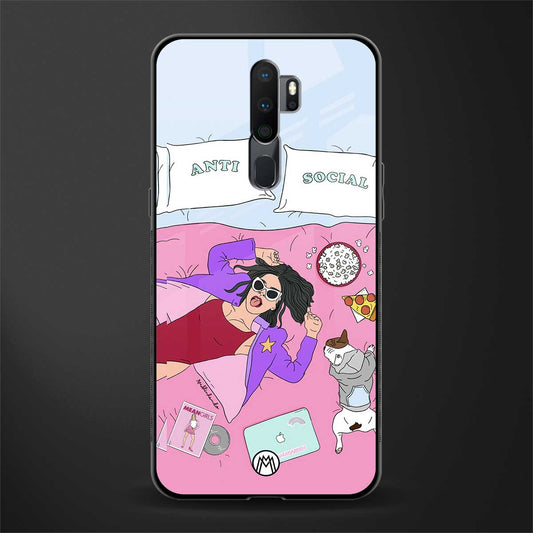 anti social chick girl glass case for oppo a5 2020 image