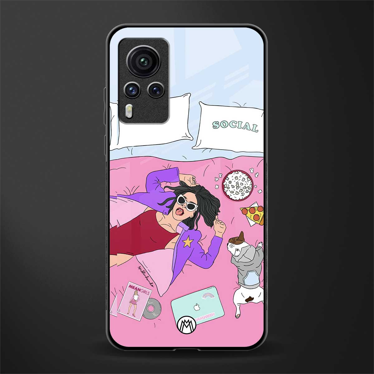 anti social chick girl glass case for vivo x60 pro image
