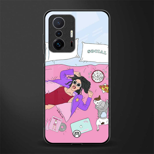 anti social chick girl glass case for mi 11t pro 5g image