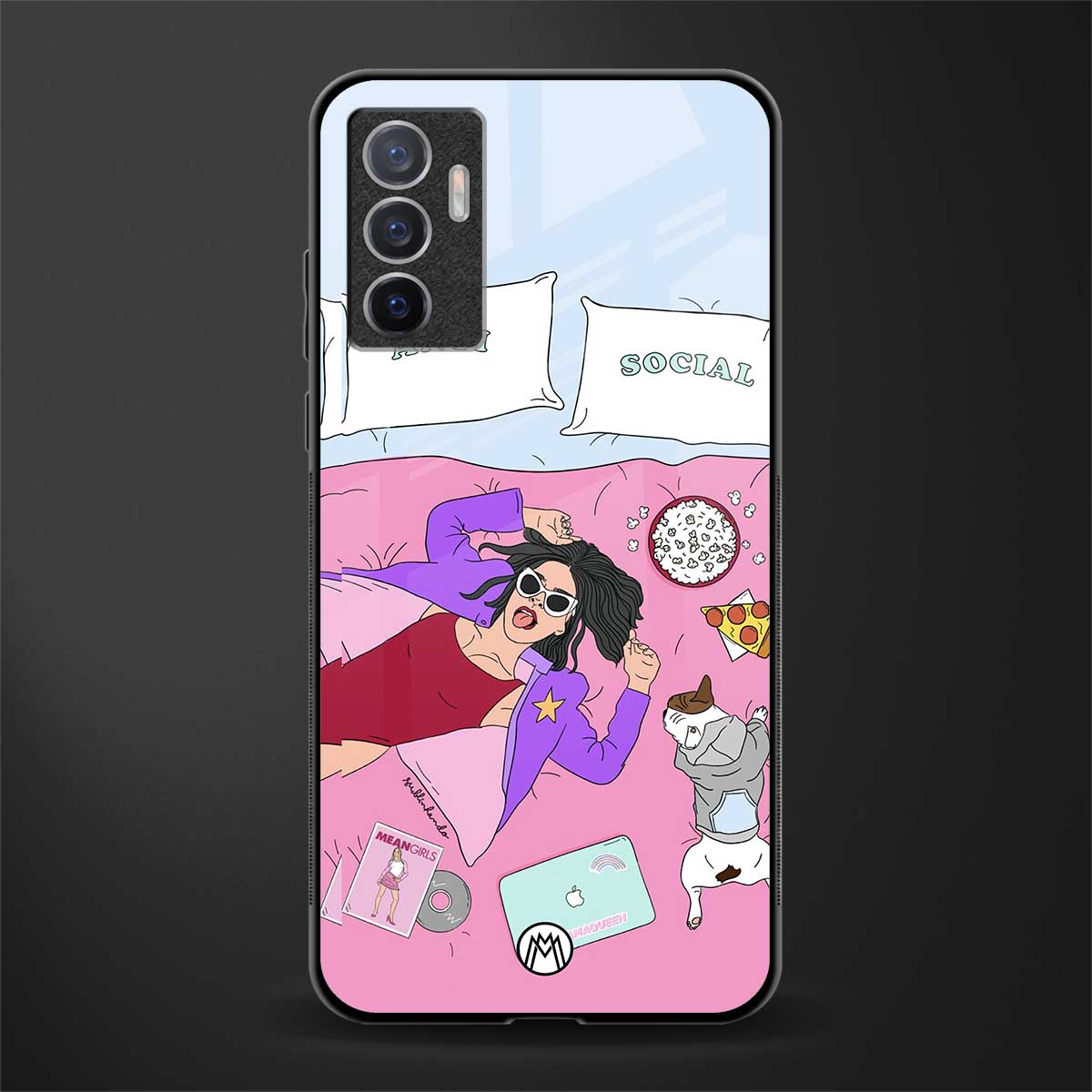 anti social chick girl glass case for vivo v23e image