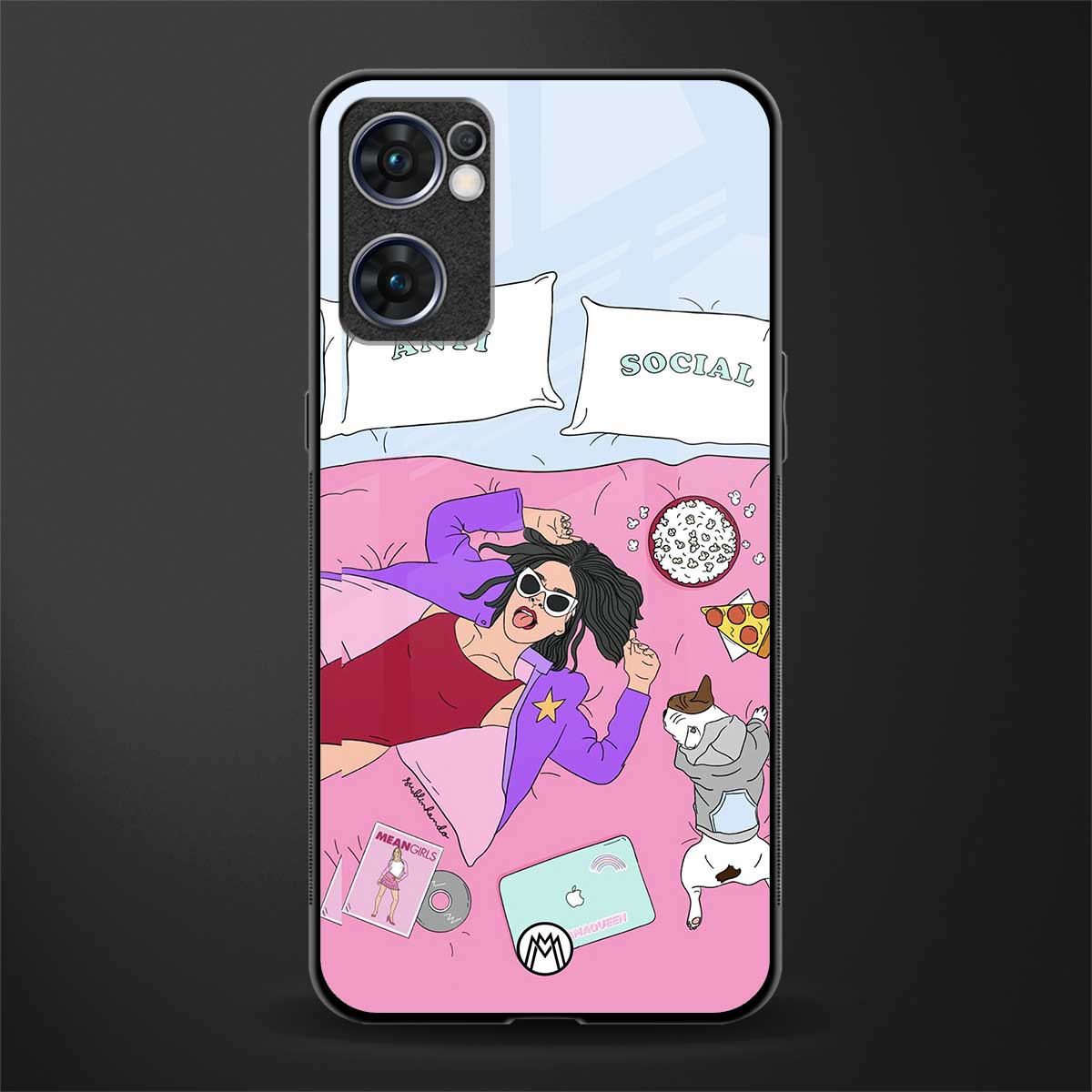 anti social chick girl glass case for oppo reno7 5g image