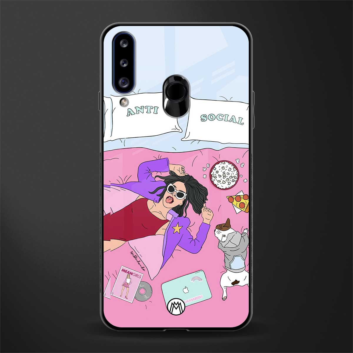 anti social chick girl glass case for samsung galaxy a20s image